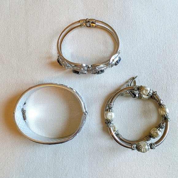 Vintage Silver Colored Costume Bracelet Lot - Picture 2 of 5